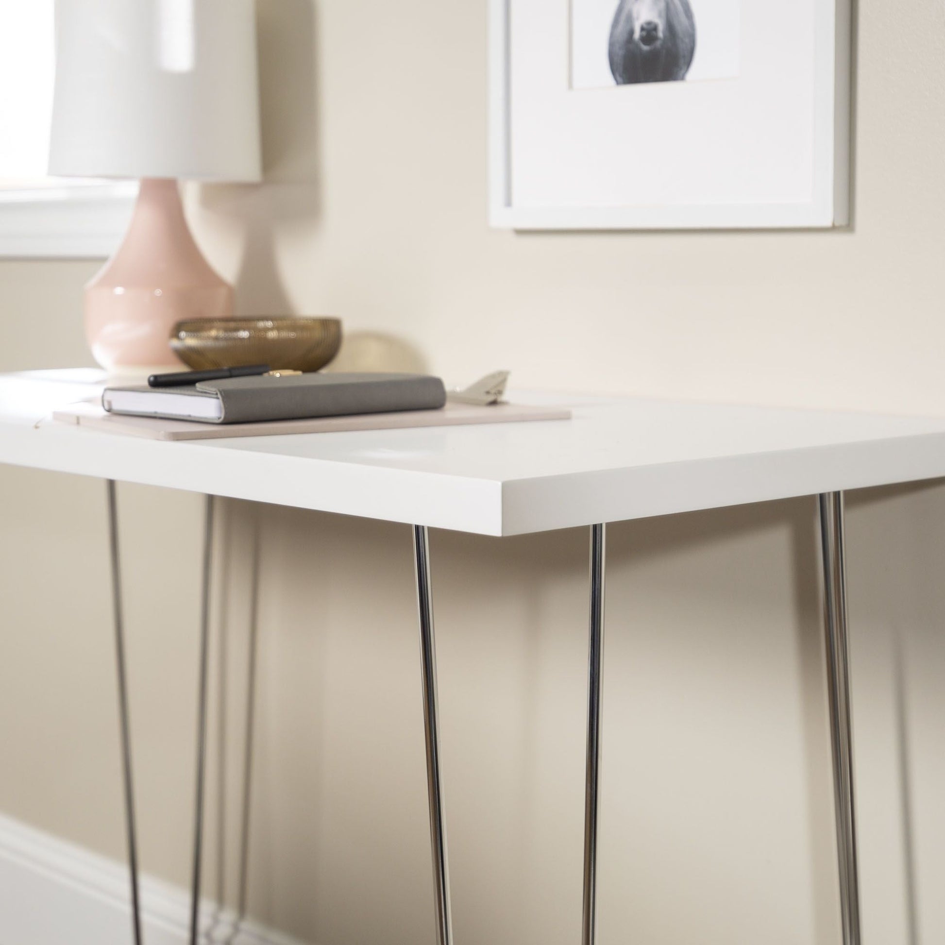 48" Mid-Century Desk, White, 48" Wide (view 4)