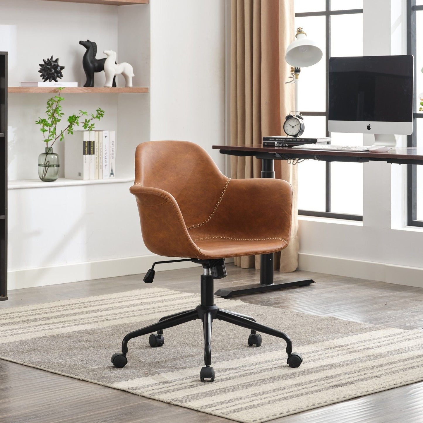 Upholstered Mid-Century Accent Chair, Brown, 26" Wide (view 17)