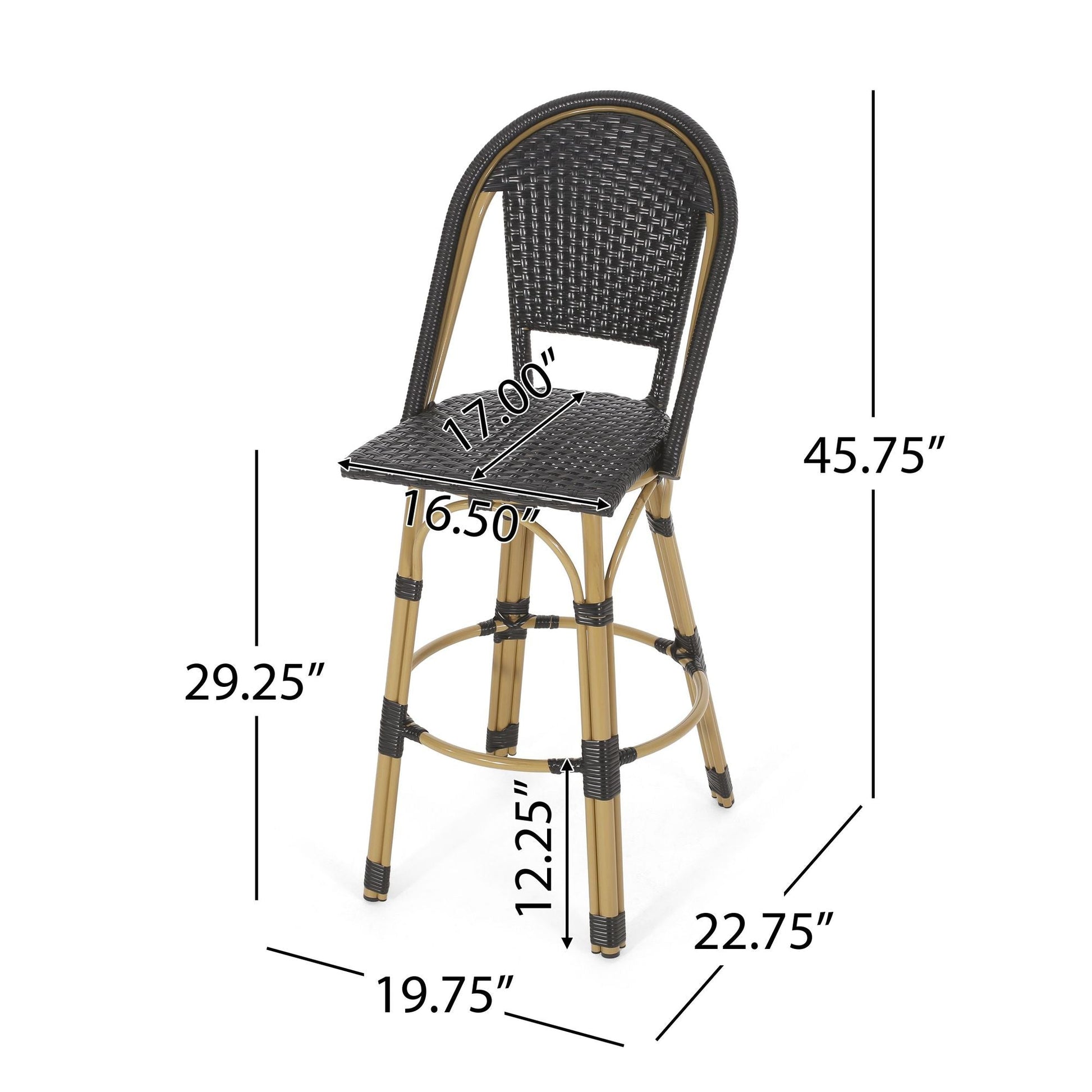 Rattan Swivel Bar Stools, Black, Set of 2, 19.75" Wide (view 5)