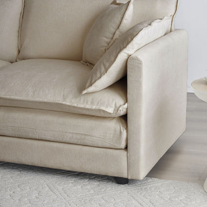 Chenille 3-Seat Mid-Century Sofa, Beige (view 3)