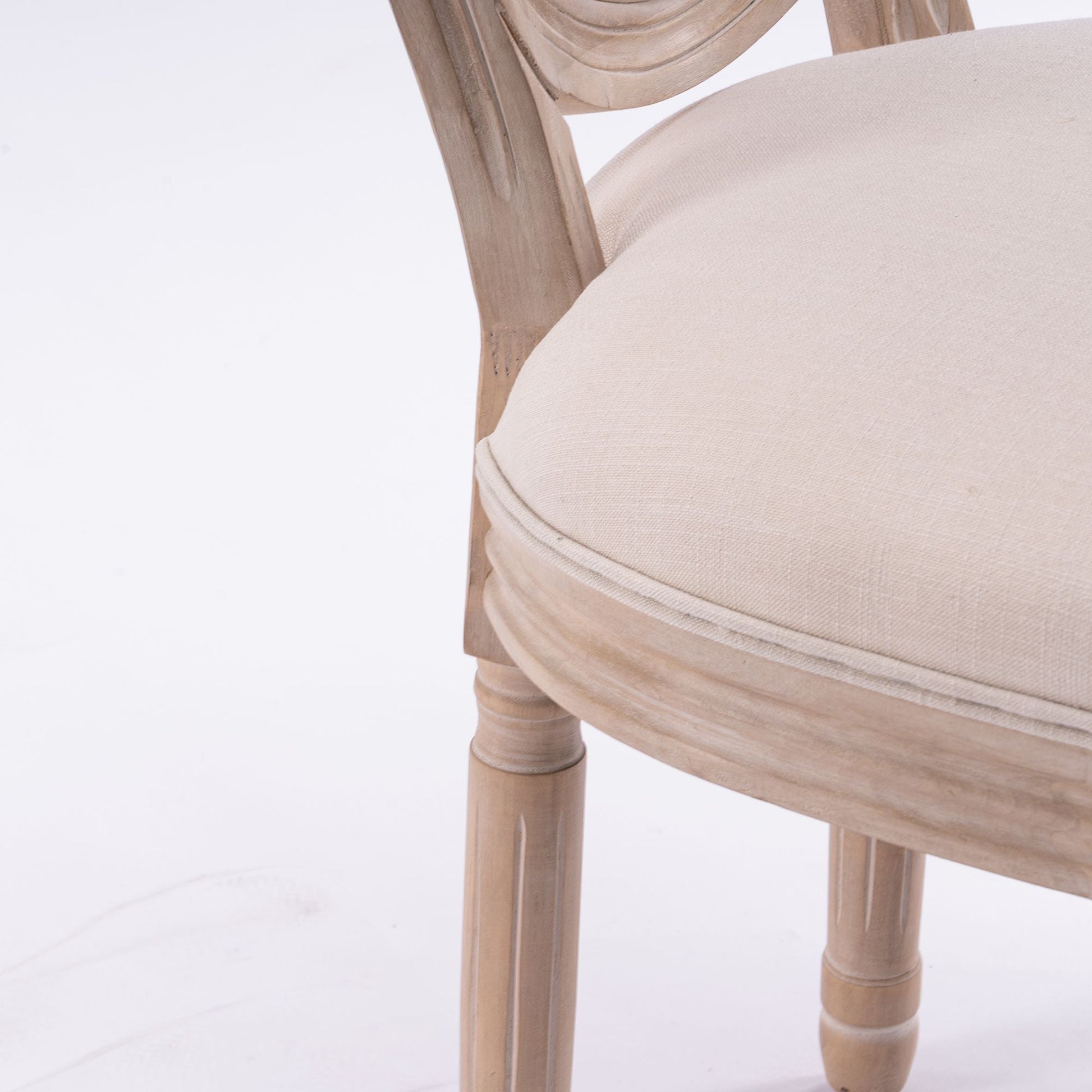 Linen Mid-Century Dining Chairs, Set of 2, White, Rattan (view 5)