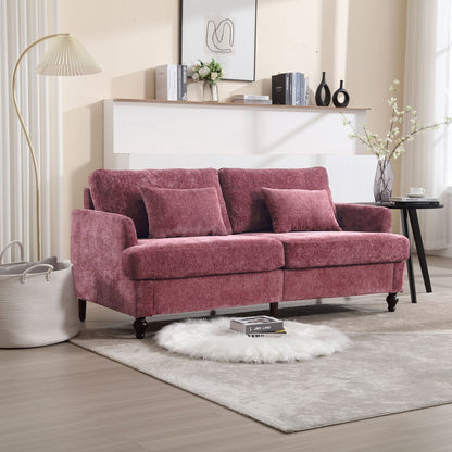 Chenille 2-Seat Mid-Century Sofa, Brown, 68.9" Wide