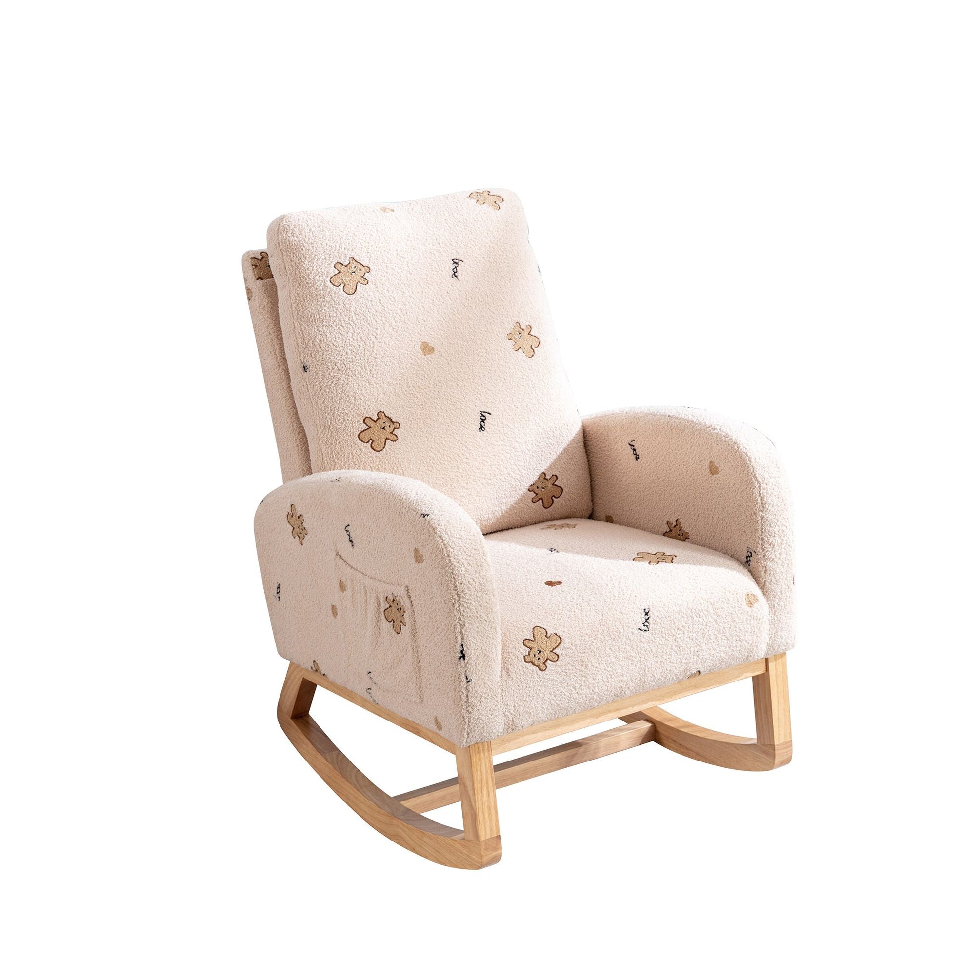 Boucle Mid-Century Rocking Chair, Beige (view 4)