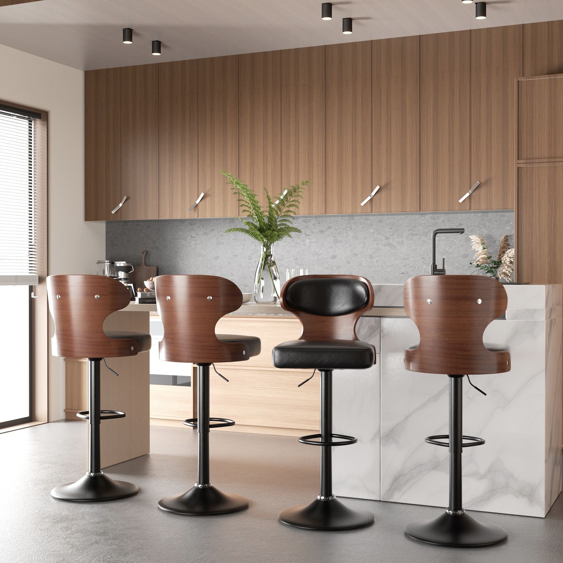 Faux Leather Swivel Bar Stools, Set of 2, 40" Tall (view 50)