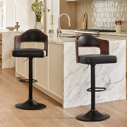 Faux Leather Swivel Bar Stools, Set of 2, 18" Wide (view 2)