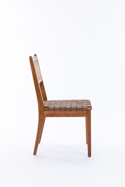 Leather Mid-Century Dining Chairs, Set of 2, Brown, 20" Wide (view 7)