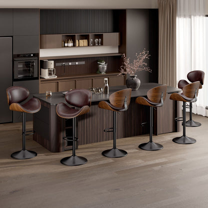 PU Leather Swivel Bar Stools, Set of 1, Black (view 63)