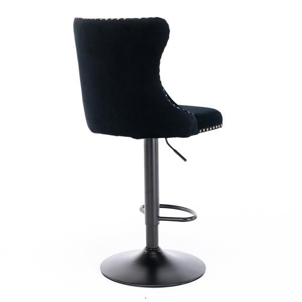 Velvet Swivel Bar Stools, Black, Set of 2 (view 6)