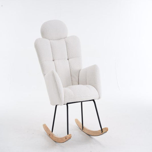 Wood Mid-Century Accent Chair, Ivory