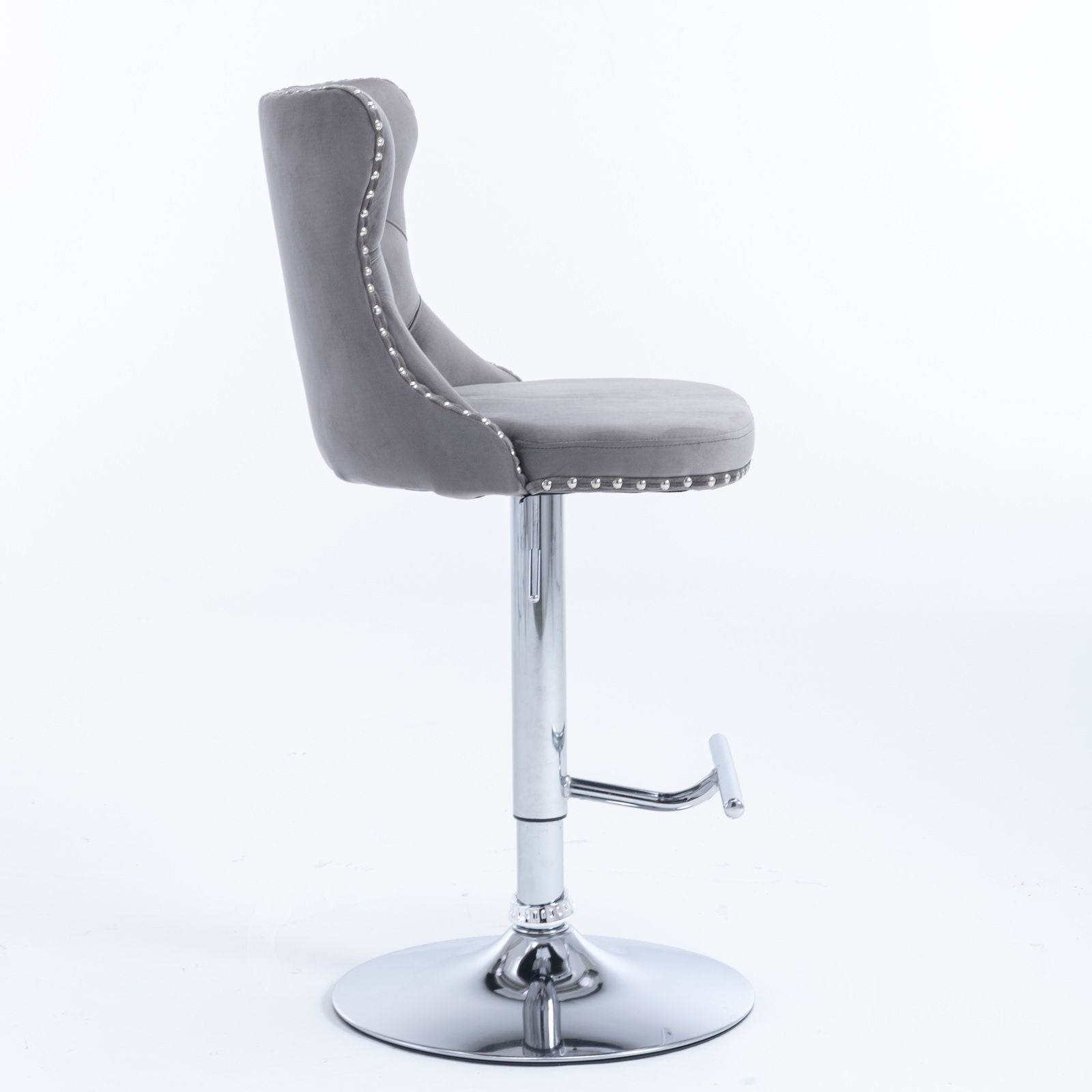 Velvet Swivel Bar Stools, Chrome, Set of 2 (view 4)