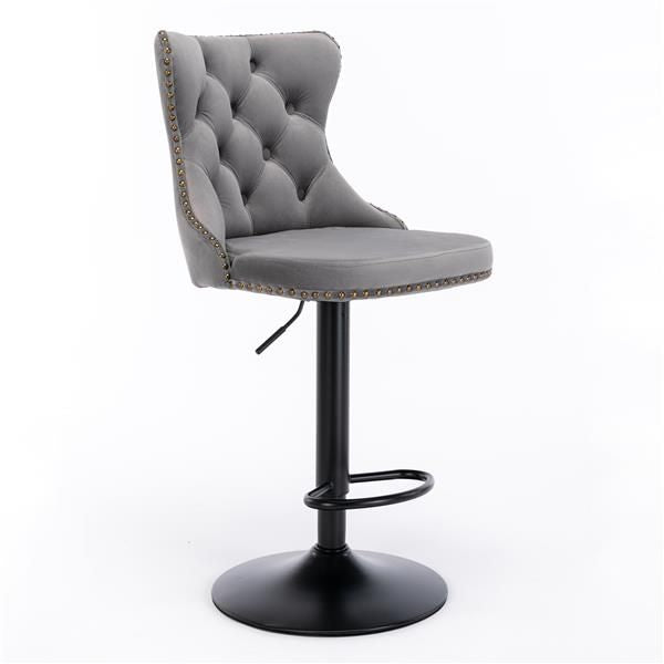 Velvet Swivel Bar Stools, Gray, Set of 2 (view 4)