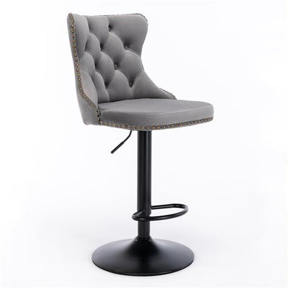 Velvet Swivel Bar Stools, Gray, Set of 2 (view 4)