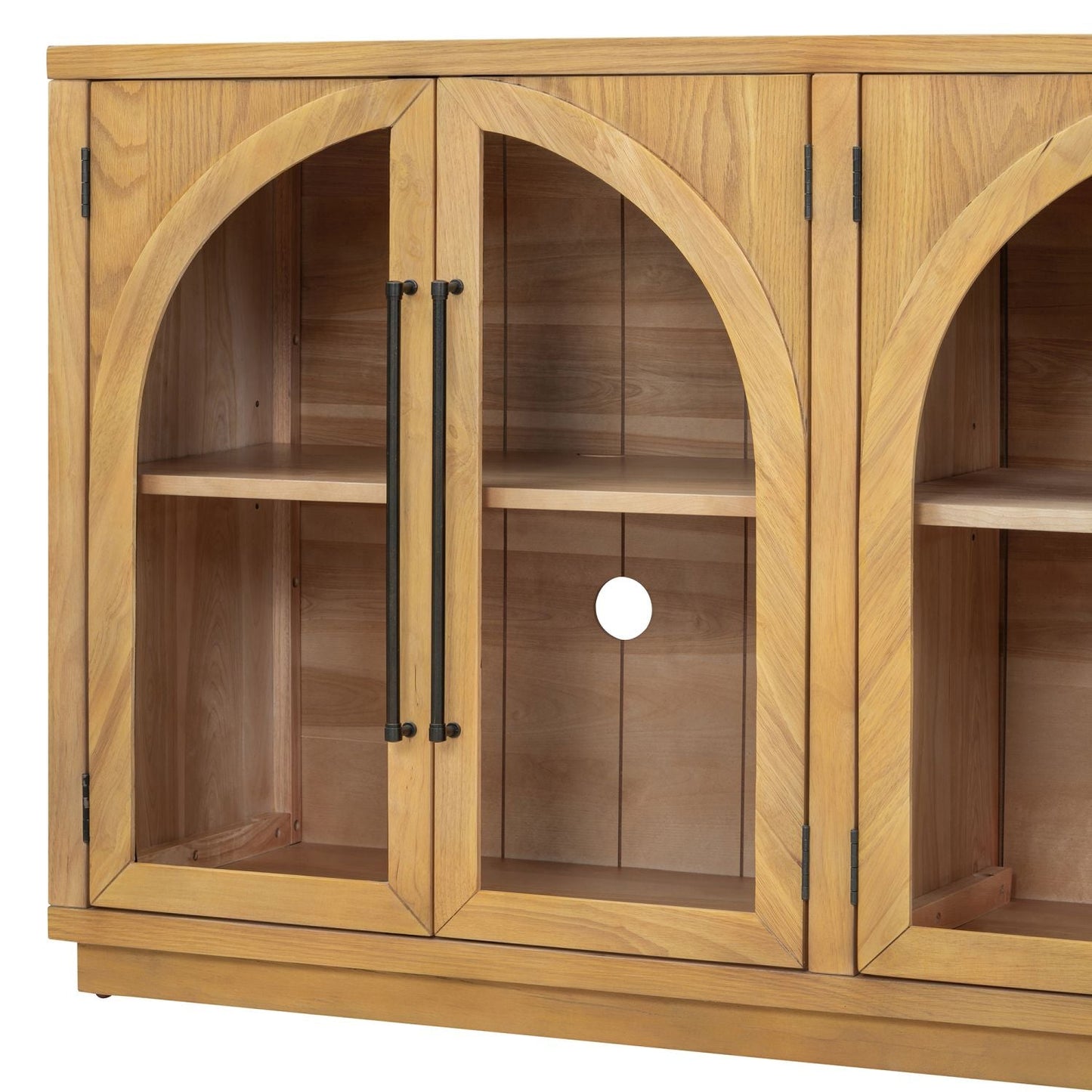 Solid Wood Mid-Century Cabinet, Natural Wood, with Storage (view 7)