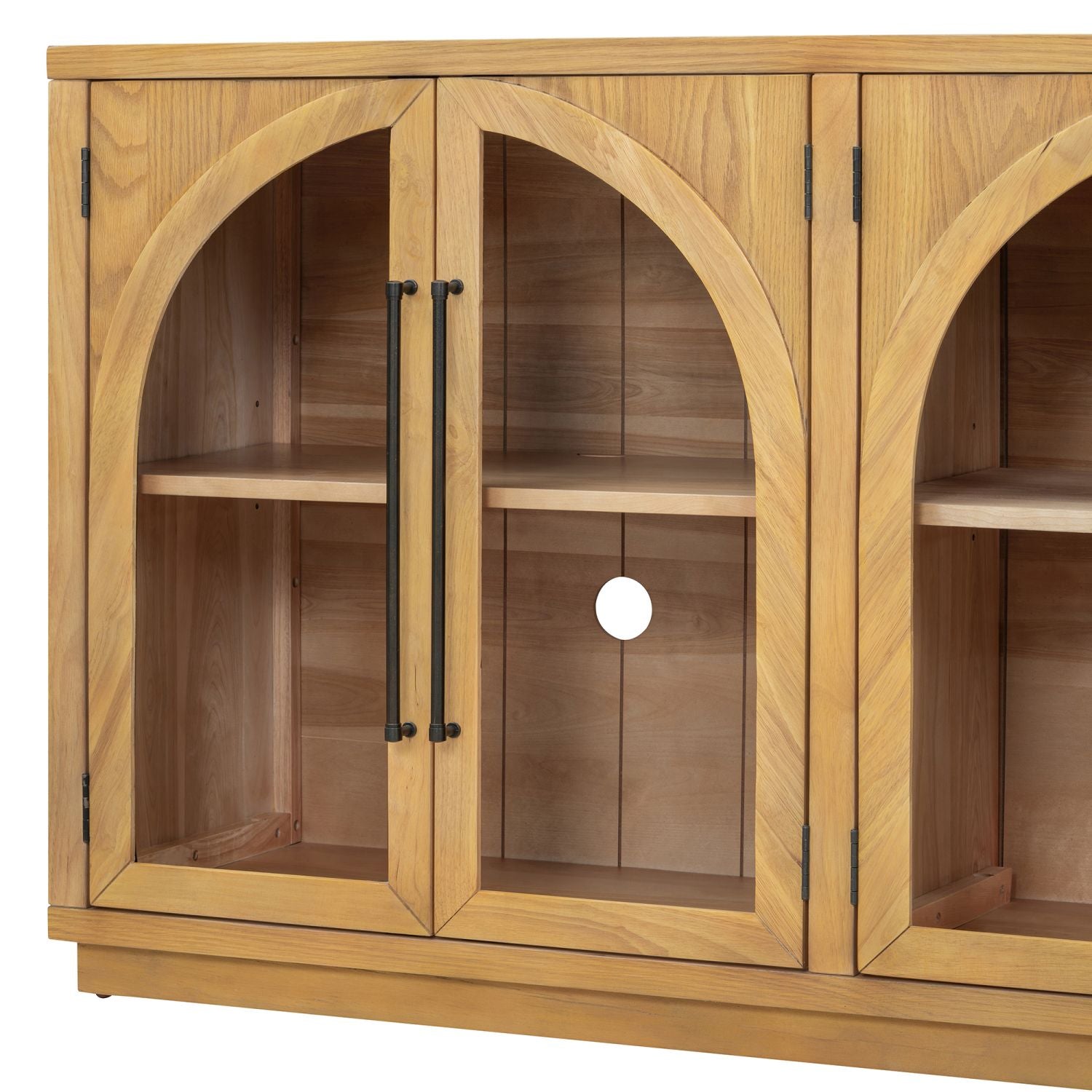 Solid Wood Mid-Century Cabinet, Natural Wood, with Storage (view 7)