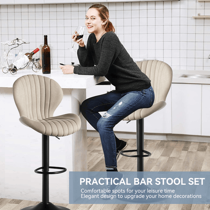 Faux Leather Swivel Bar Stools, Set of 2, Beige (view 5)