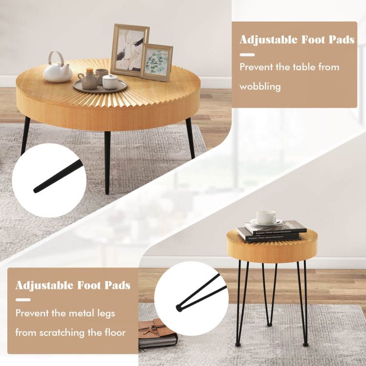 Solid Wood Mid-Century Coffee Table, Natural (view 11)