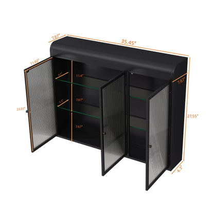 Metal Mid-Century Cabinet, Black, 3-Door (view 5)