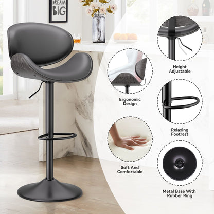 PU Leather Swivel Bar Stools, Set of 1, Black (view 68)
