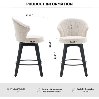Chenille Mid-Century Accent Chair, White, Swivel (view 8)