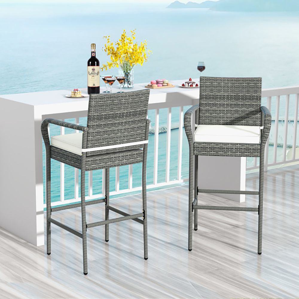 Rattan Swivel Bar Stools, Mix Gray, Set of 2, 23" Wide (view 2)