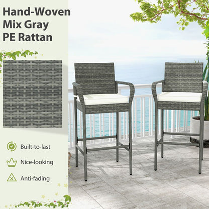 Rattan Swivel Bar Stools, Mix Gray, Set of 2, 23" Wide (view 7)