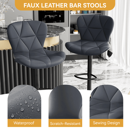 Faux Leather Swivel Bar Stools, Set of 2, Black (view 46)