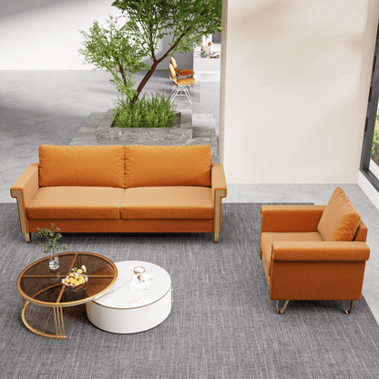 Velvet 3-Seat Mid-Century Sofa, Gold (view 5)