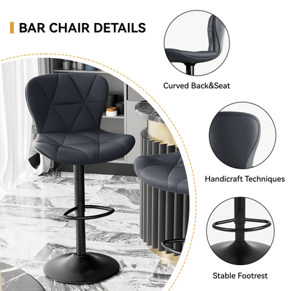 Faux Leather Swivel Bar Stools, Set of 2, Black (view 41)