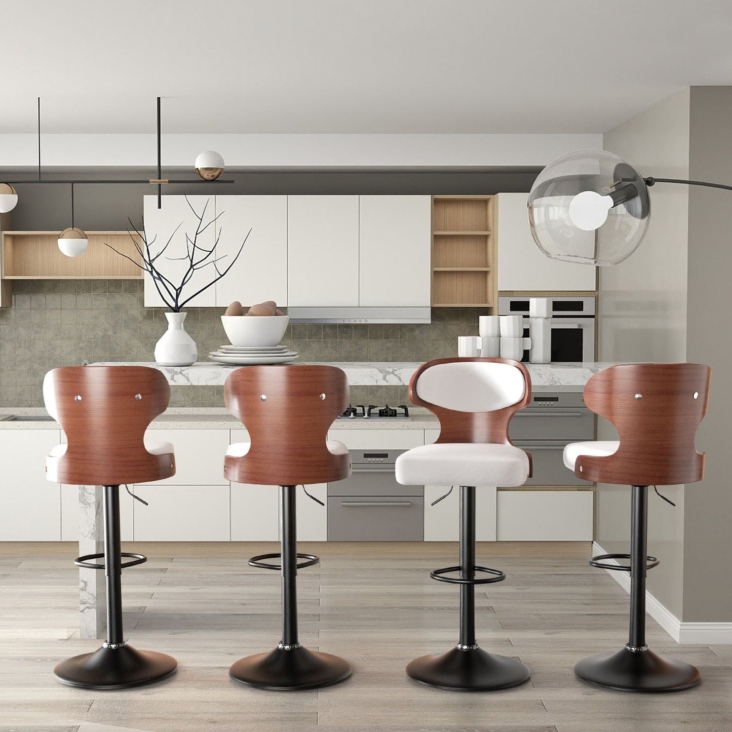 Faux Leather Swivel Bar Stools, Set of 2, 40" Tall (view 46)