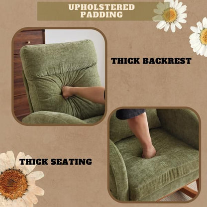 Chenille Mid-Century Rocking Chair, Olive, Curved (view 4)