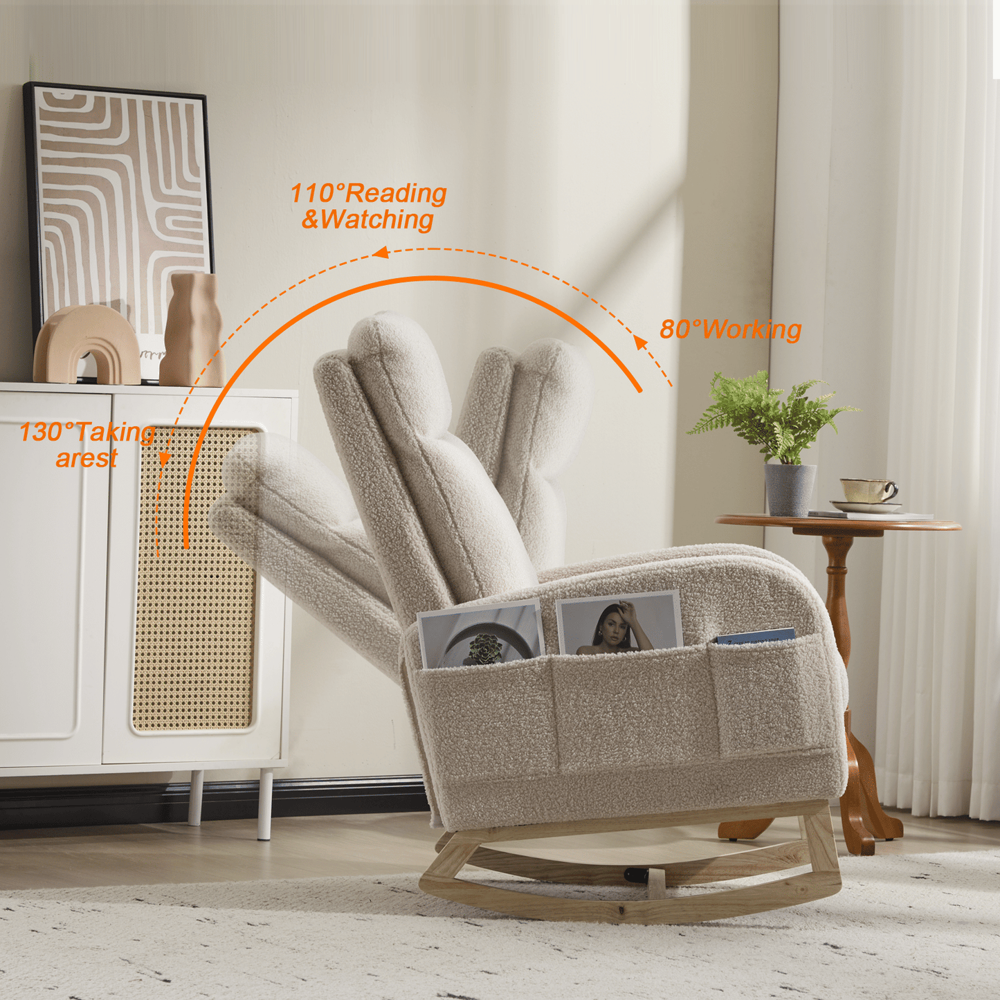 Wood Mid-Century Rocking Chair, WHITE (view 14)
