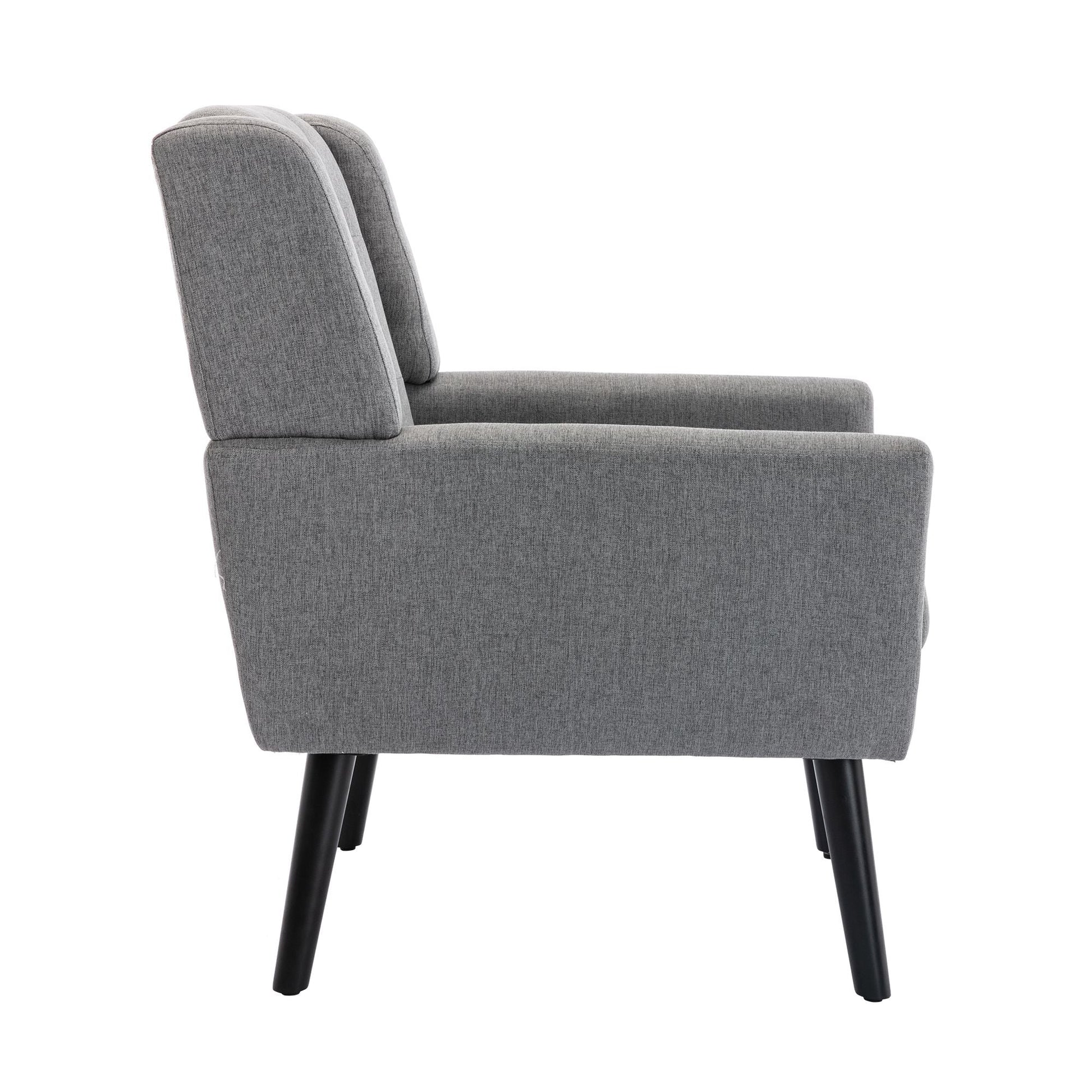 Linen Mid-Century Accent Chair, Light Gray (view 7)
