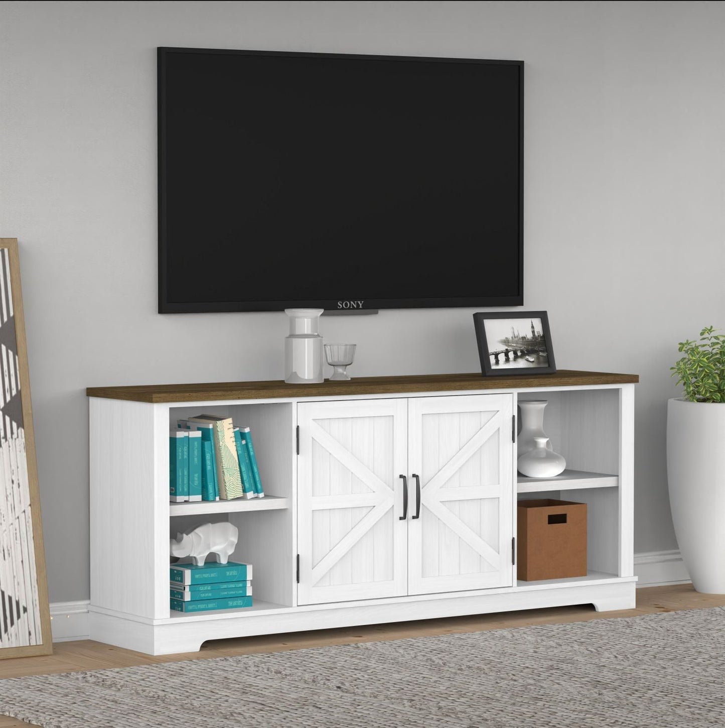 80" TV Mid-Century TV Stand, Blue (view 16)