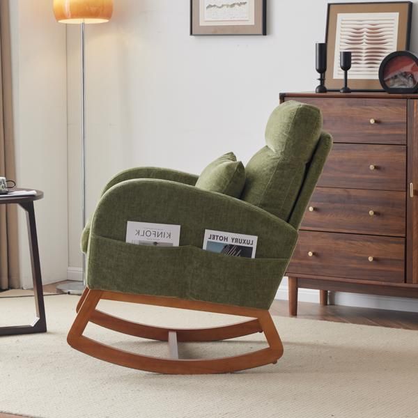 Chenille Mid-Century Rocking Chair, Olive, 28" Wide (view 7)