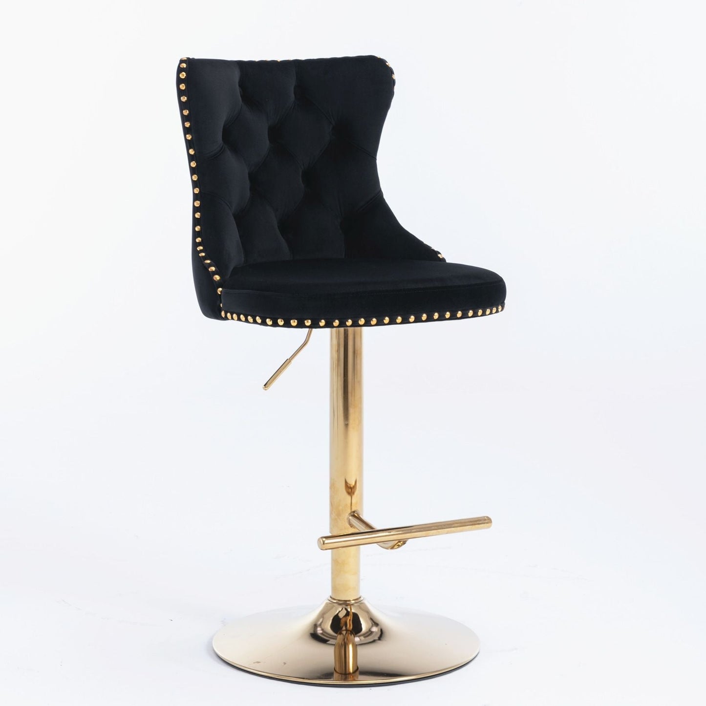 Gold Velvet Swivel Bar Stools, Tufted, Adjustable (view 23)