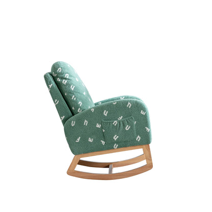 Boucle Mid-Century Rocking Chair, Green (view 14)