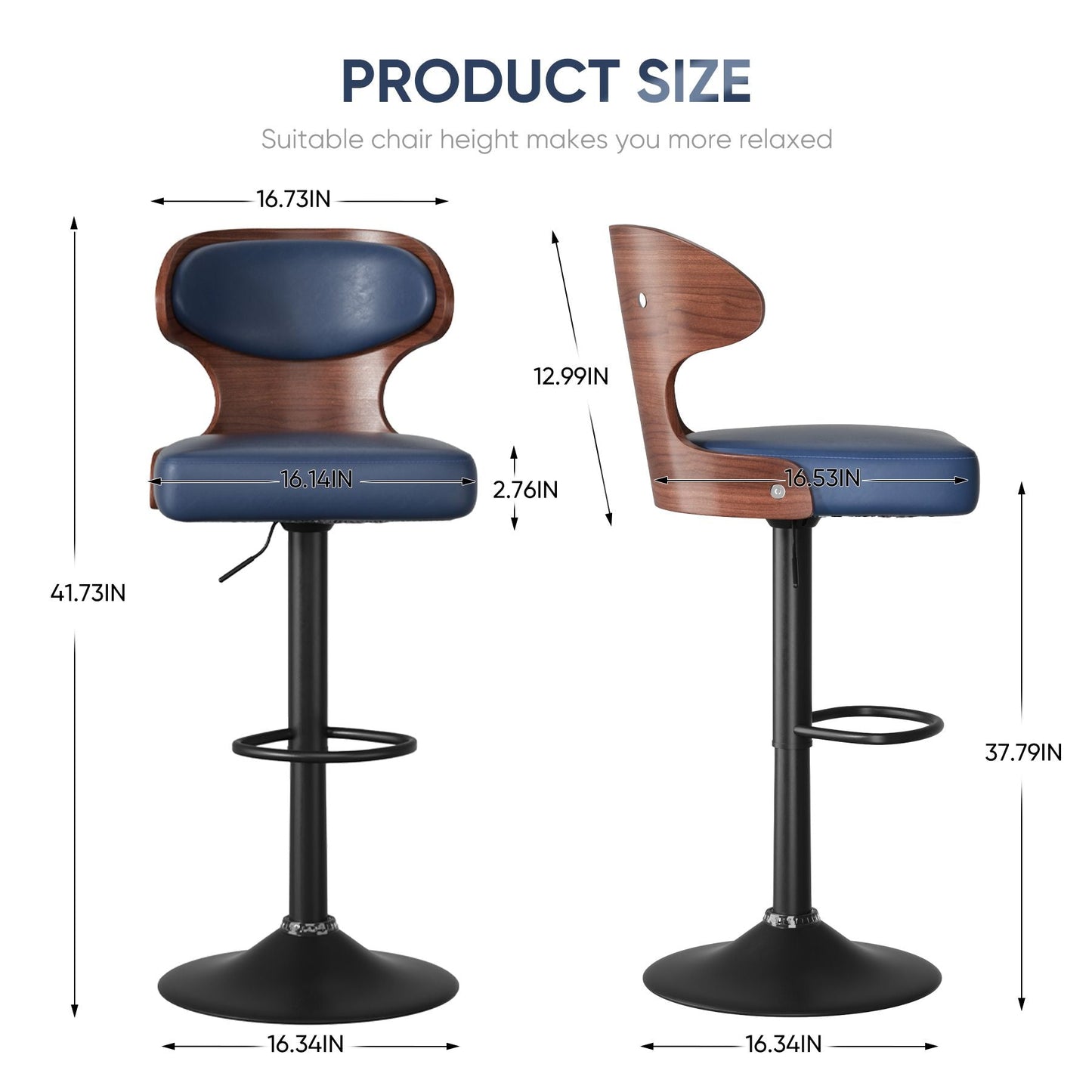 Faux Leather Swivel Bar Stools, Set of 2, Bentwood (view 66)