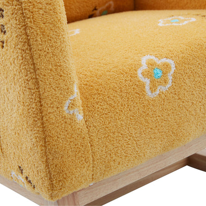 Boucle Mid-Century Rocking Chair, Mustard (view 13)