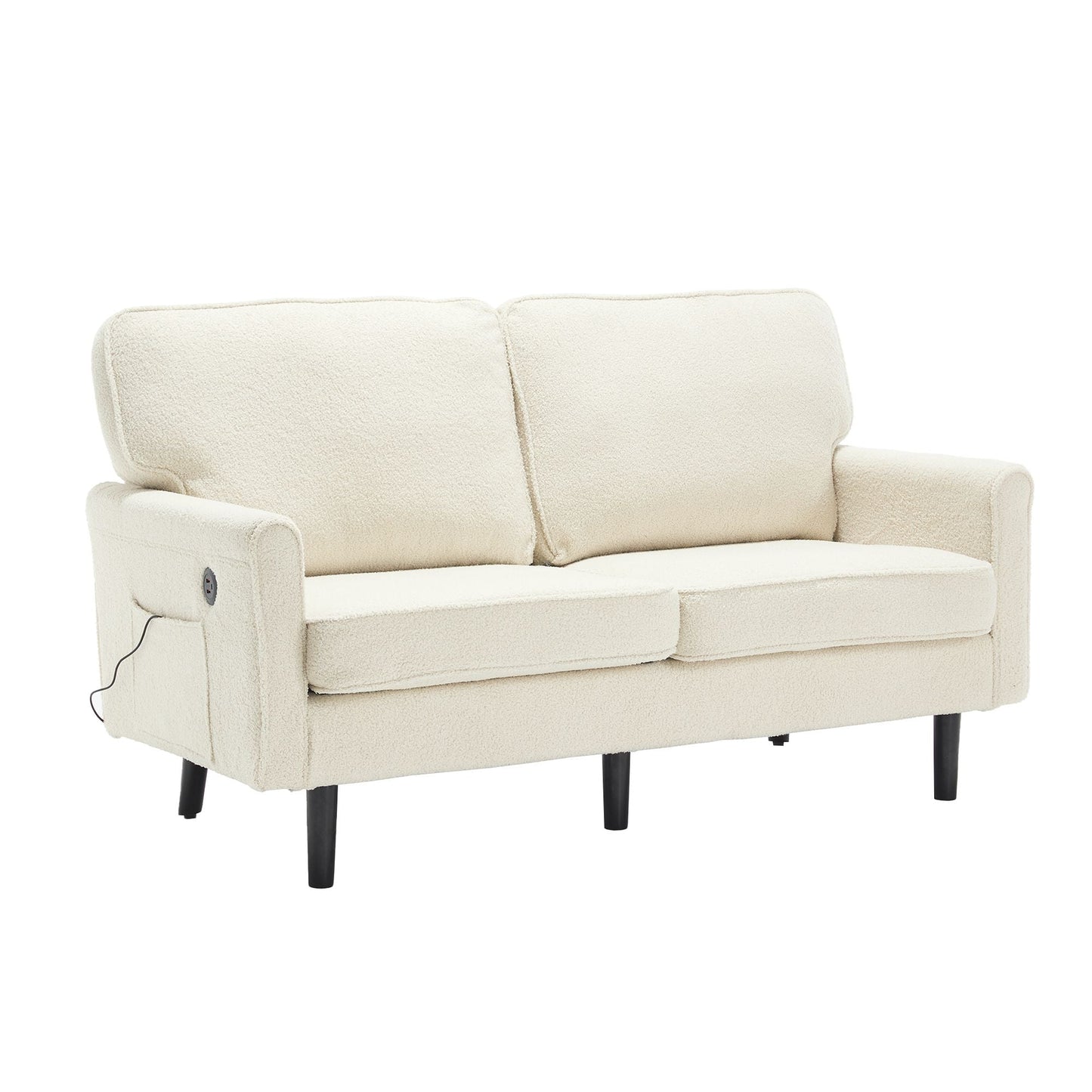 Solid Wood 3-Seat Mid-Century Sofa, White (view 16)