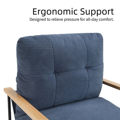 Upholstered Mid-Century Accent Chair, Blue, 33" Tall (view 4)