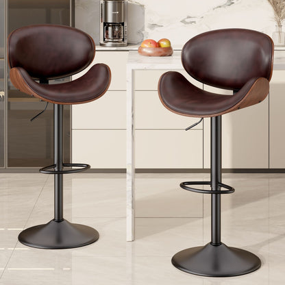 PU Leather Swivel Bar Stools, Set of 1, 18" Wide (view 11)