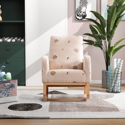 Boucle Mid-Century Rocking Chair, Beige (view 2)
