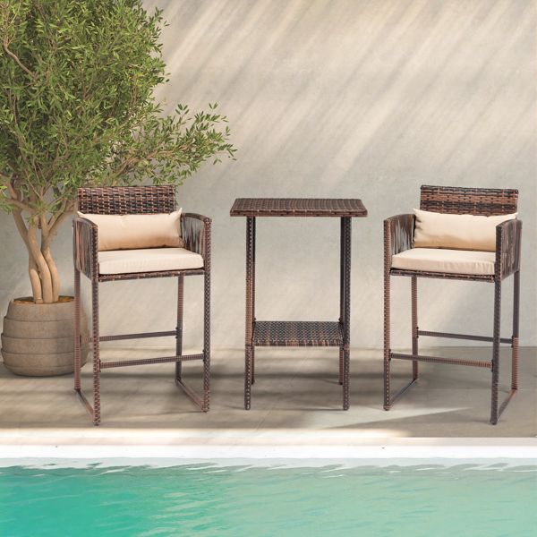 Rattan Swivel Bar Stools, Brown (view 11)