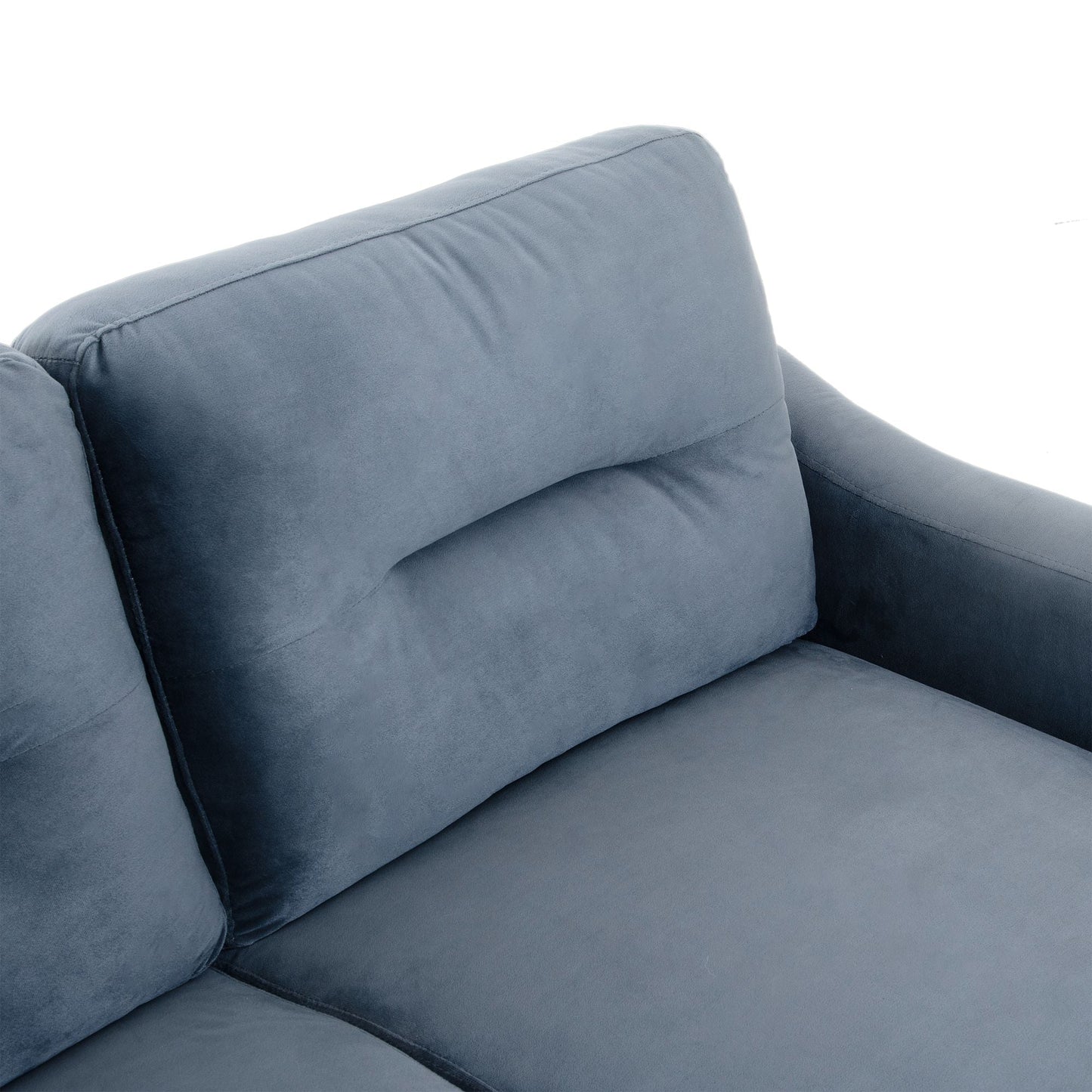Solid Wood Mid-Century Sectional Sofa, Gray, Compact (view 9)