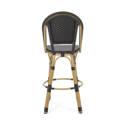 Rattan Swivel Bar Stools, Black, Set of 2, 19.75" Wide (view 11)