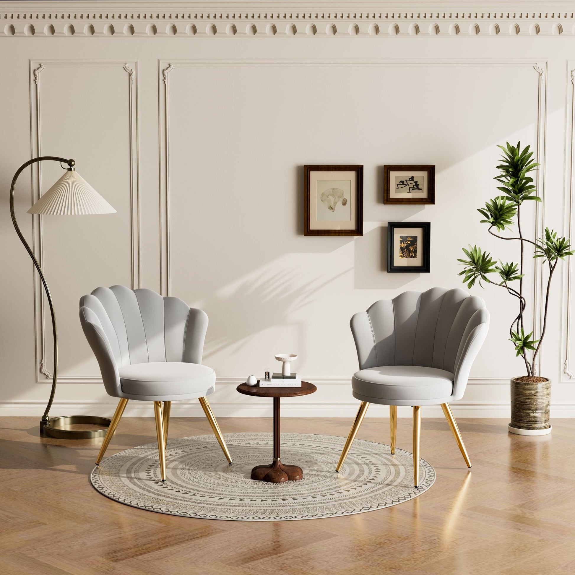 Velvet Mid-Century Accent Chair, Gold (view 45)