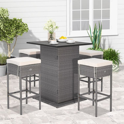 Rattan Mid-Century Bar Set, White (view 3)