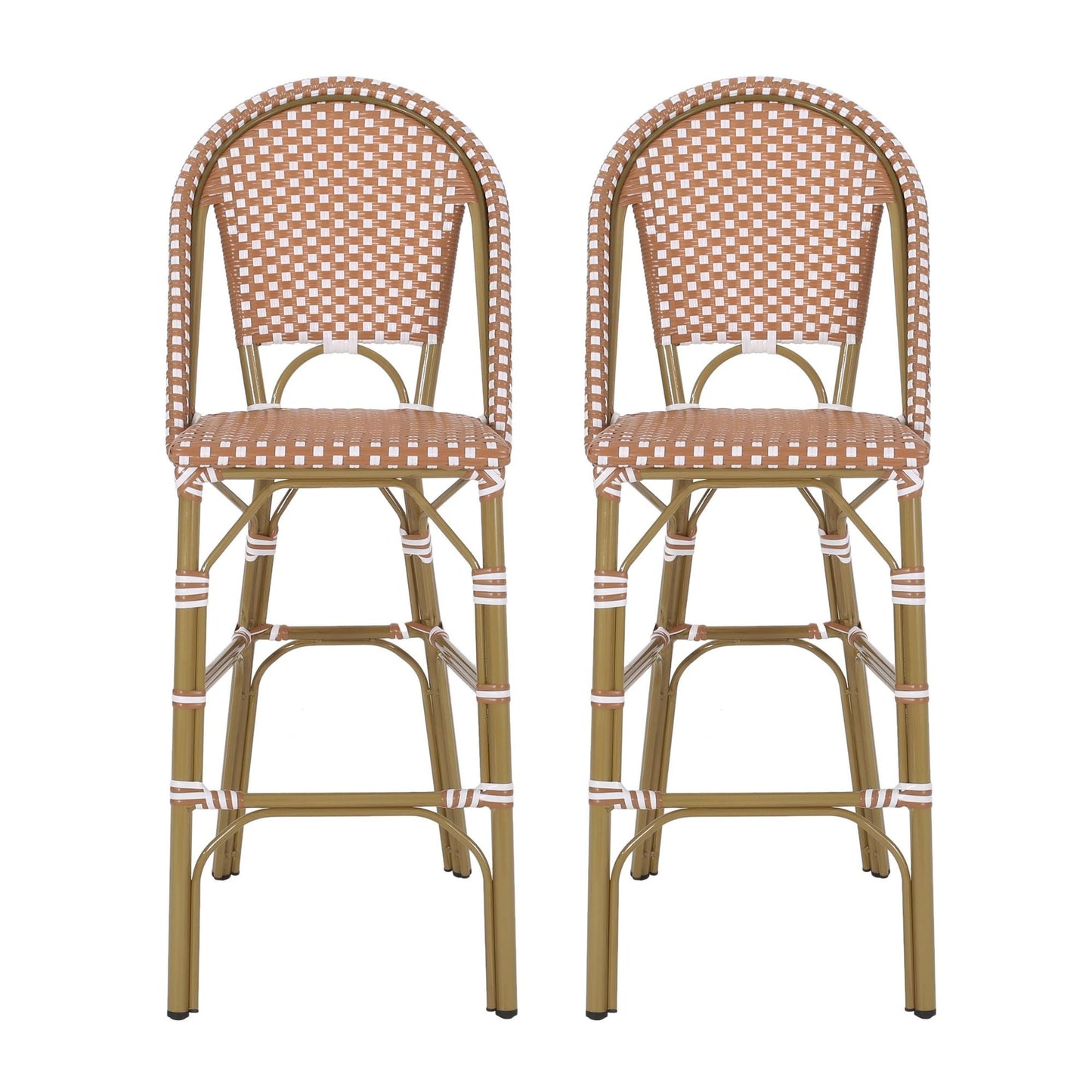 Rattan Swivel Bar Stools, White, Set of 2 (view 2)