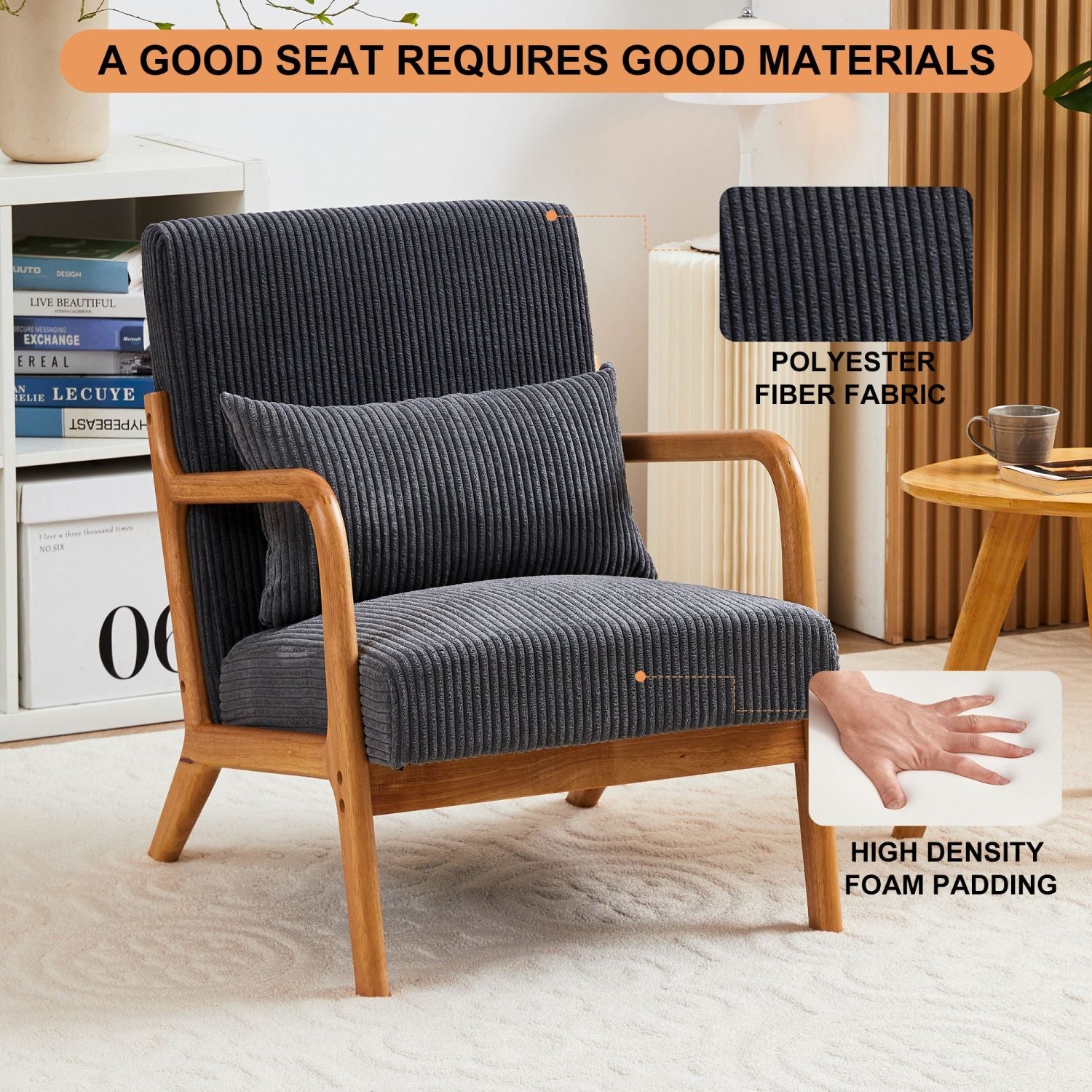 Upholstered Mid-Century Accent Chair, Brown, 30" Wide (view 17)