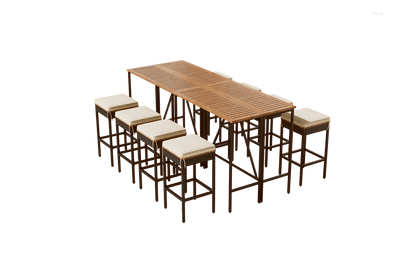 Rattan Mid-Century Dining Set, Brown (Style 2) (view 9)